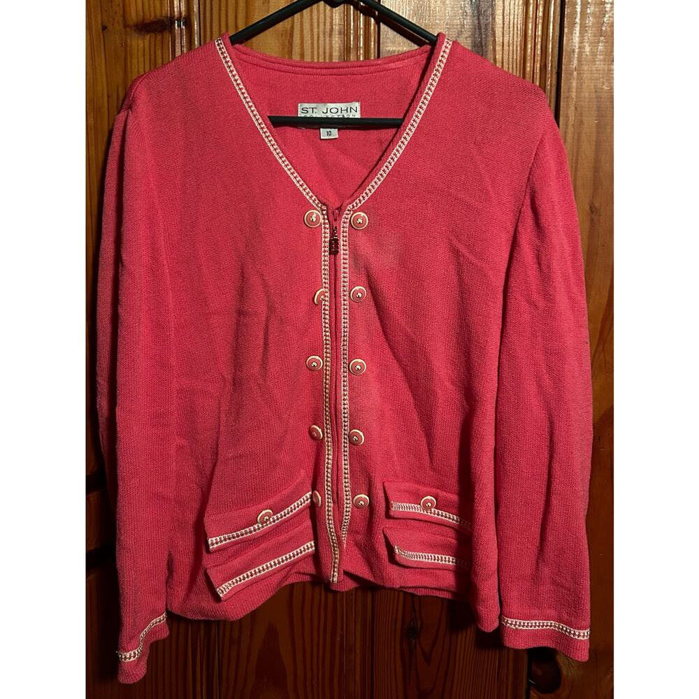 St. John Pink Cardigan Sweater